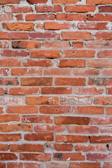 Brick wall with red brick, red brick background.