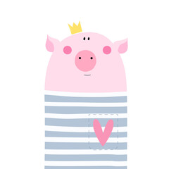 Cute cartoon pig vector  illustration