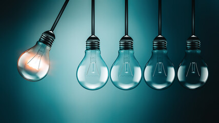 Motivation concept image with light bulbs - obrazy, fototapety, plakaty