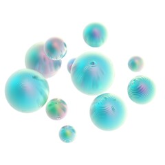 Mint green balls silver gradient colors isolated background. Abstract bubble glossy pastel 3d geometric shape object illustration render.
