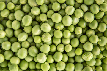 Pea seeds freshly picked and peeled for food use