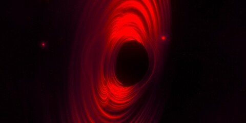 Black hole. Dark night sky. Dark interstellar space. 2d illustration. Cosmos. Powerful stars in a deep space. Blue cold nebula. Galactic center. Matter collapse.
