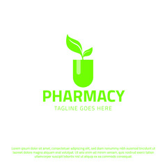 Green capsule with natural leafs logo design idea for company, website or brand