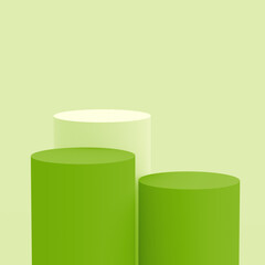 Abstract 3d green cylinder podium minimal studio background.