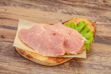 Raw pork steak for cooking