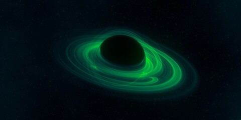 Black hole. Dark night sky. Dark interstellar space. 2d illustration. Cosmos. Powerful stars in a deep space. Blue cold nebula. Galactic center. Matter collapse.