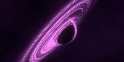 Black hole. Dark night sky. Dark interstellar space. 2d illustration. Cosmos. Powerful stars in a deep space. Blue cold nebula. Galactic center. Matter collapse.