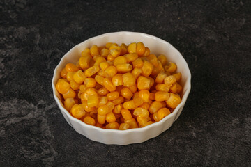 Sweet corn seeds in the bowl