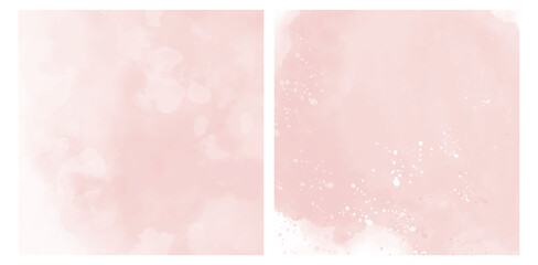 Delicate Abstract Watercolor Painting Style Vector Layouts. Pastel Pink Backgrounds. Soft Blurry Backdrop Without Text. Light Pink Blanks Set.