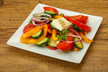 Traditional Greek salad with feta cheese
