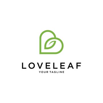 Abstract Initial Letter B, leaf, hearth Logo. green color isolated on White Background. Usable for Business and Branding Logos. Flat Vector Logo Design Template Element.