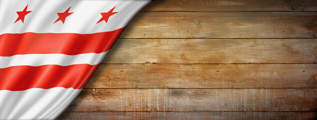 Washington, District of Columbia flag on old wood wall banner, USA