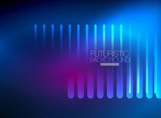 Bright neon color techno abstract background, shiny glowing neon lines in the dark background