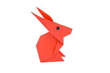 Rabbit made with small craft paper and nicely placed on a paper background