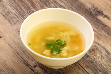 Tasty chicken soup with carrot