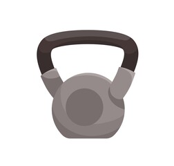 Heavy kettlebell with handle. Kettle bell for exercises with free weights. Athletic equipment for training at home, gym, and sports club. Colored flat vector illustration isolated on white background