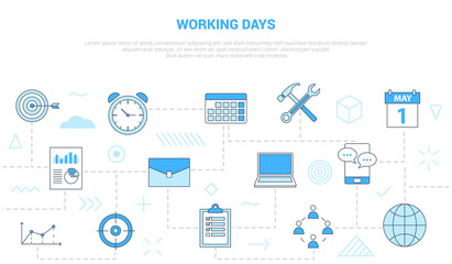 Fototapeta na wymiar working days concept with icon set template banner with modern blue color style