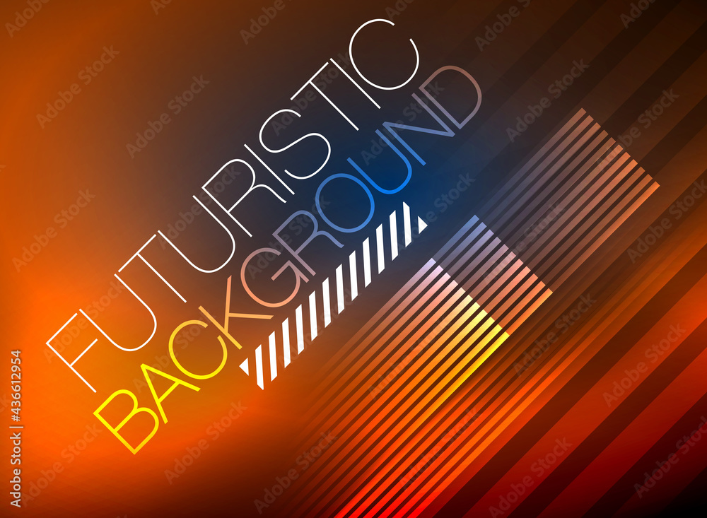 Aufkleber bright neon color techno abstract background, shiny glowing neon lines in the dark background