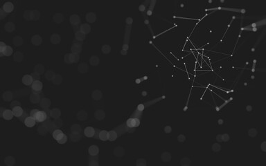 Abstract background. Molecules technology with polygonal shapes, connecting dots and lines. Connection structure. Big data visualization.