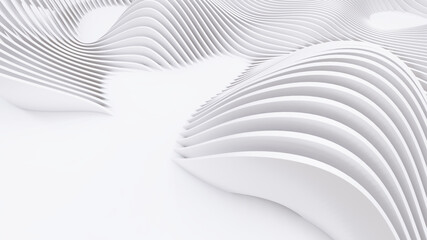 Abstract Curved Shapes. White Circular Background.