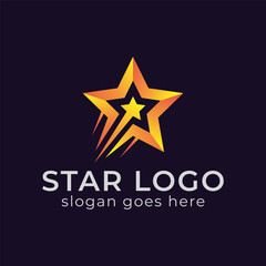 Obraz premium modern gradient logo of rocket star or swoosh rising star, reaching dream logo vector template