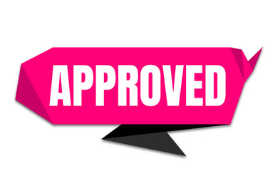 Colored trendy frame in pink papercut style and inscription. APPROVED.