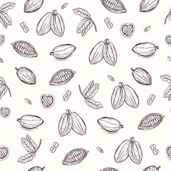 Cocoa and chocolate hand drawing seamless pattern background vector wallpaper