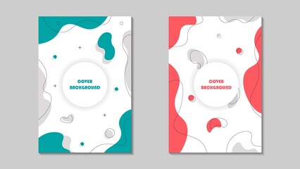 Set Abstract Flat Curve Geometric Shapes Cover Background. Good For Poster, Banner, Flyer, Brochure Or Presentation.