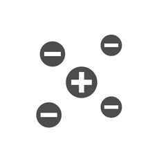 Positive and negative ion vector icon