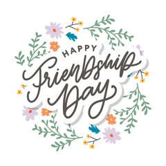 Fototapeta na wymiar Happy Friendship Day greeting card. For poster, flyer, banner for website template, cards, posters, logo. Vector illustration.