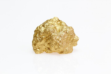 Gold nuggets natural on a white background.