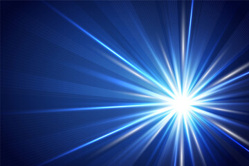 Naklejka premium 青い放射状背景 Radial abstract ray background