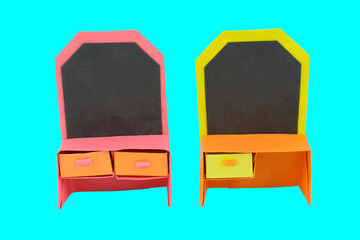 Two desk made with small craft paper and nicely placed on a paper background (2)