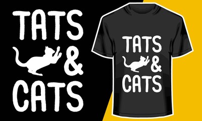 Tats & Cats, cat t shirt design, T shirt Design Idea