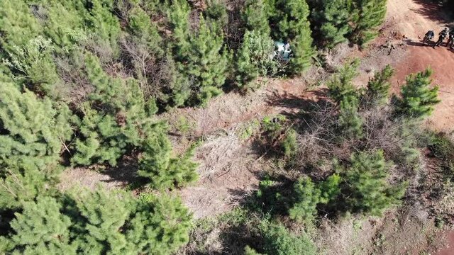 The Aerial Shot Of Border Patrol Agents Discovering Drugs, Missions, Argentina In HD