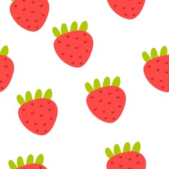 Seamless pattern with cartoon strawberries. colorful vector. hand drawing, flat style. design for fabric, print, textile, wrapper