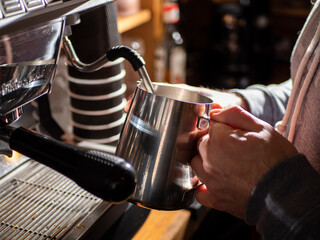 frothing milk for making coffee