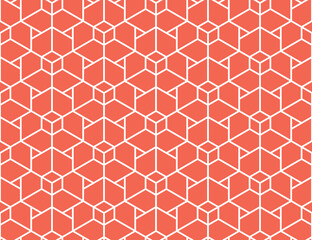 The geometric pattern with lines. Seamless vector background. White and pink texture. Graphic modern pattern. Simple lattice graphic design