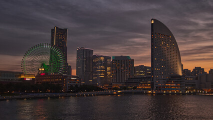 Naklejka premium Yokohama skyline, beautiful night view