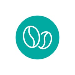 coffee beans in blue circle icon. caffeine symbol.