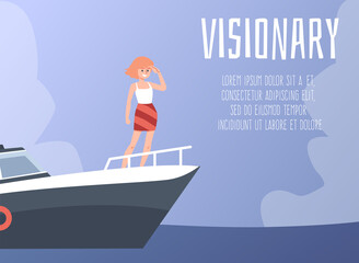 Obraz premium Website page about visionary mind and goal planning, flat vector illustration.