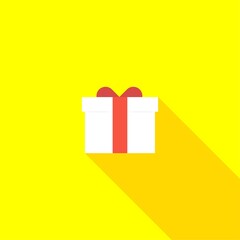 Gift color Icon in color. Simple minimalistic gift or birthday sign. Isolated contour symbol on yelow background. Holiday Illustration. Graphic design for mobile, web, dev, app, ui, ux Vector EPS 10
