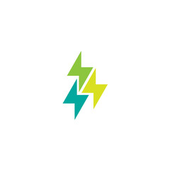 Green Power Energy. Three Lightning bolts. Save energy. Environment, ecology symbol.