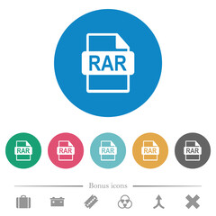 RAR file format flat round icons