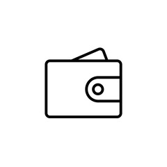 Simple black line wallet with stacks paper money cash dollars icon, isolated on white background. Purse icon. Cash savings symbol. Currency flat illustration for web, ui, ux or app . Vector EPS 10.