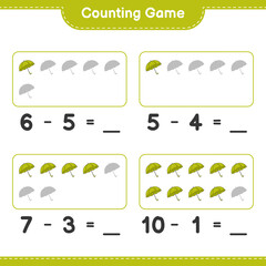 Counting game, count the number of Umbrella and write the result. Educational children game, printable worksheet, vector illustration