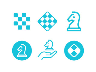 Chess knight vector icon set