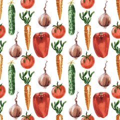 Watercolor seamless pattern on the theme of the garden