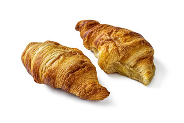 Delicious fresh croissants from the bakery, on a white background