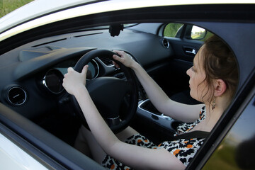 Female driver in the vehicle